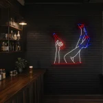 neon sign legs and bottle bar wall decor 1