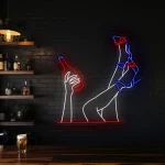 neon sign legs and bottle bar wall decor 1