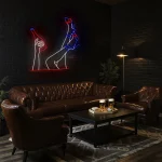 neon sign legs and bottle bar wall decor 1