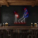 neon sign legs and bottle bar wall decor 1