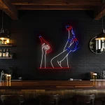 neon sign legs and bottle bar wall decor 1
