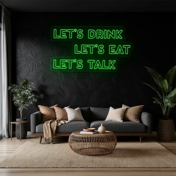 neon sign let s drink let s eat let s talk fast food decor 4