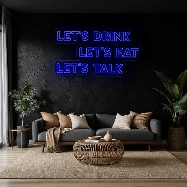 neon sign let s drink let s eat let s talk fast food decor 5