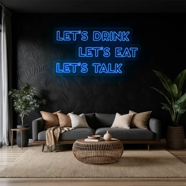 neon sign let s drink let s eat let s talk fast food decor 6