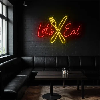 neon sign let s eat fork and knife fast food decor 1