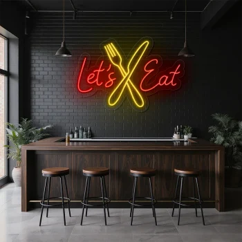 neon sign let s eat fork and knife fast food decor 2