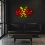 neon sign let s eat fork and knife fast food decor 1