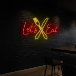 neon sign let s eat fork and knife fast food decor 1