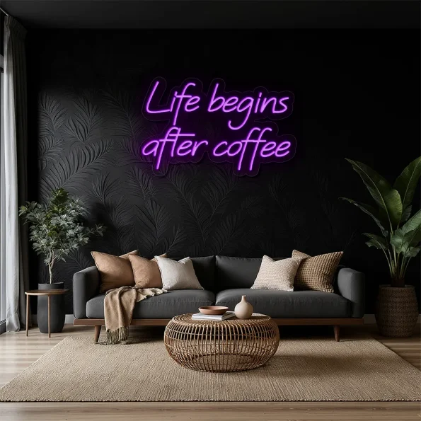 neon sign life begins after coffee text coffee shop decor 1
