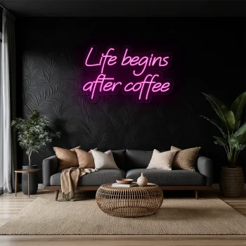 neon sign life begins after coffee text coffee shop decor 2