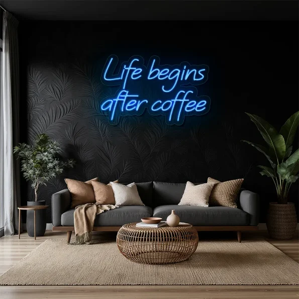 neon sign life begins after coffee text coffee shop decor 4