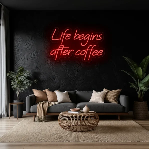 neon sign life begins after coffee text coffee shop decor 5