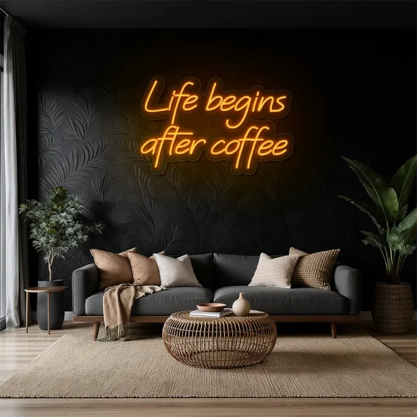 neon sign life begins after coffee text coffee shop decor 6