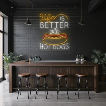 neon sign life is better with hot dogs fast food decor 1
