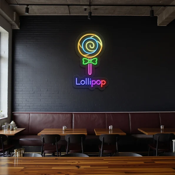 neon sign lollipop candy icon fast food decor 3