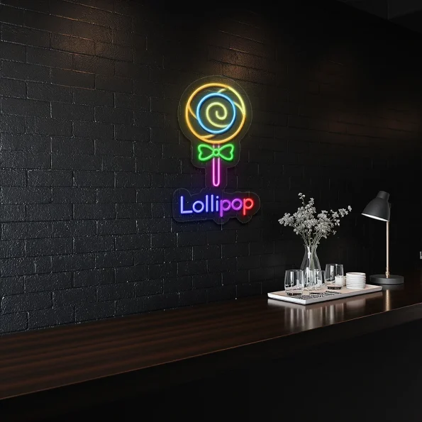 neon sign lollipop candy icon fast food decor 4