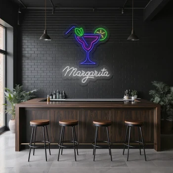 neon sign margarita cocktail glass bar decor 1