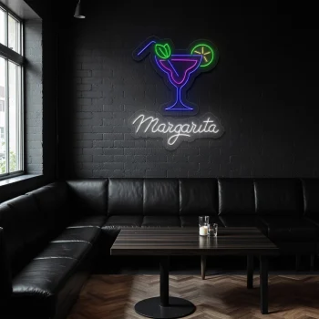 neon sign margarita cocktail glass bar decor 2