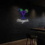neon sign margarita cocktail glass bar decor 1