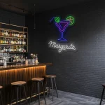 neon sign margarita cocktail glass bar decor 1
