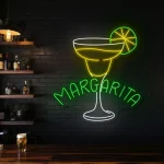 neon sign margarita cocktail glass with lime slice bar decor 1