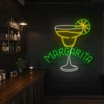 neon sign margarita cocktail glass with lime slice bar decor 1