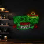 neon sign mexican food fiesta with sombrero and chili decor 1