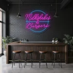 neon sign milkshakes & burgers fast food bar decor 1