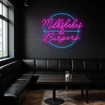 neon sign milkshakes & burgers fast food bar decor 2