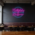 neon sign milkshakes & burgers fast food bar decor 1