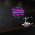 neon sign milkshakes & burgers fast food bar decor 1