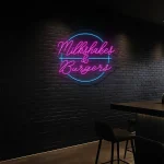 neon sign milkshakes & burgers fast food bar decor 1