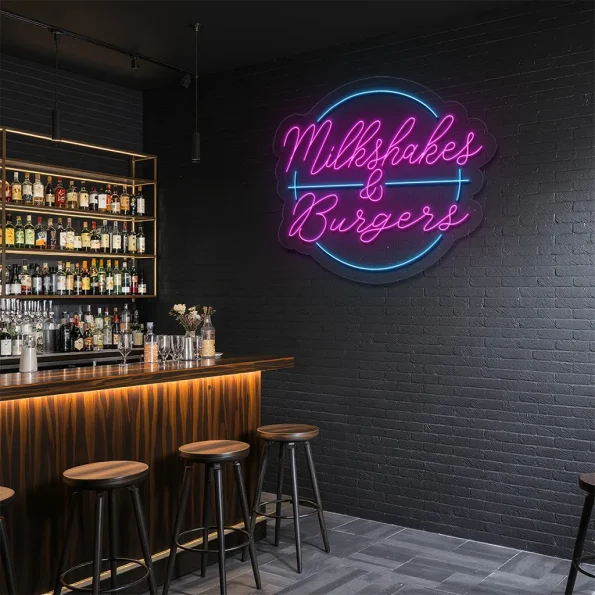 neon sign milkshakes & burgers fast food bar decor 6