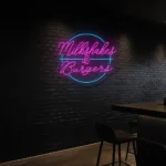 Neon Sign Milkshakes & Burgers Fast Food Bar Decor 1