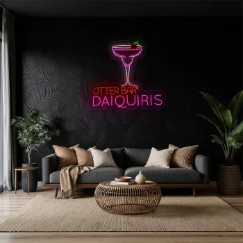 neon sign otter bar daiquiris cocktail glass bar decor 1