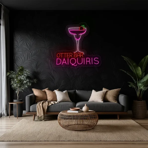 neon sign otter bar daiquiris cocktail glass bar decor 1