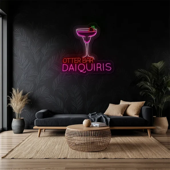 neon sign otter bar daiquiris cocktail glass bar decor 3