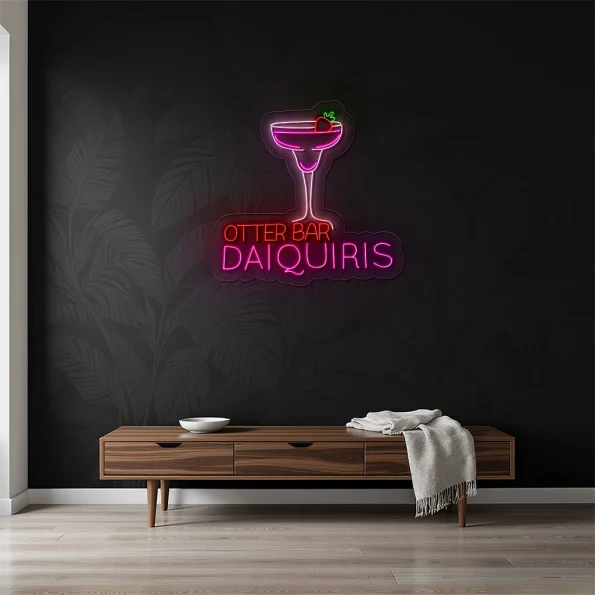 neon sign otter bar daiquiris cocktail glass bar decor 4