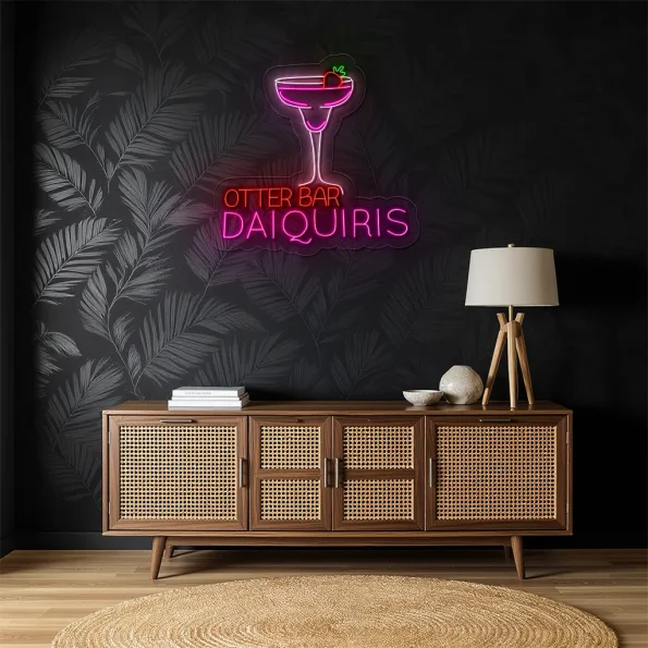 neon sign otter bar daiquiris cocktail glass bar decor 6