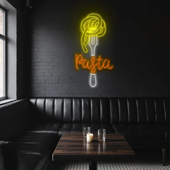 neon sign pasta fork design fast food restaurant decor 1