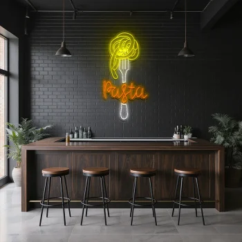 neon sign pasta fork design fast food restaurant decor 2