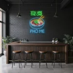 neon sign pho bowl with chopsticks vietnamese food decor 1
