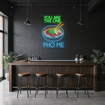 neon sign pho bowl with chopsticks vietnamese food decor 1