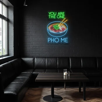 neon sign pho bowl with chopsticks vietnamese food decor 2