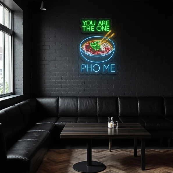neon sign pho bowl with chopsticks vietnamese food decor 2