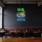 neon sign pho bowl with chopsticks vietnamese food decor 1