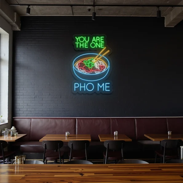 neon sign pho bowl with chopsticks vietnamese food decor 3