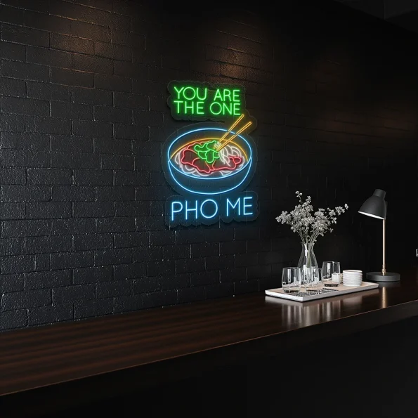 neon sign pho bowl with chopsticks vietnamese food decor 4
