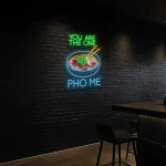neon sign pho bowl with chopsticks vietnamese food decor 1