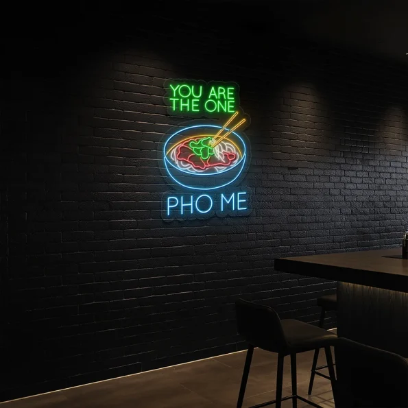 neon sign pho bowl with chopsticks vietnamese food decor 5